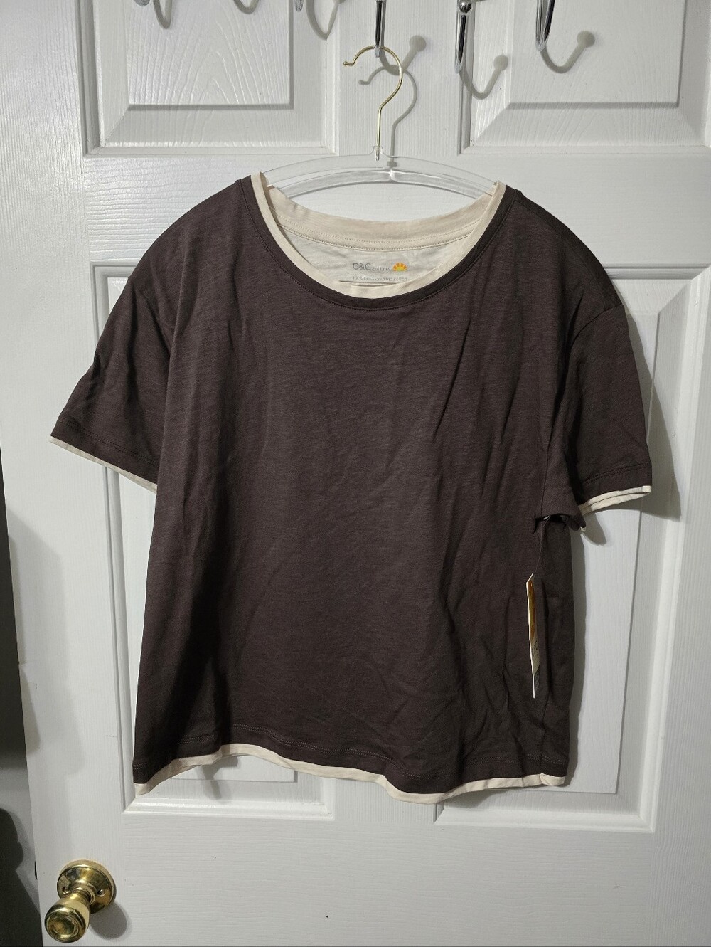 C&C California Brown Short-Sleeve Tee with Cream Trim